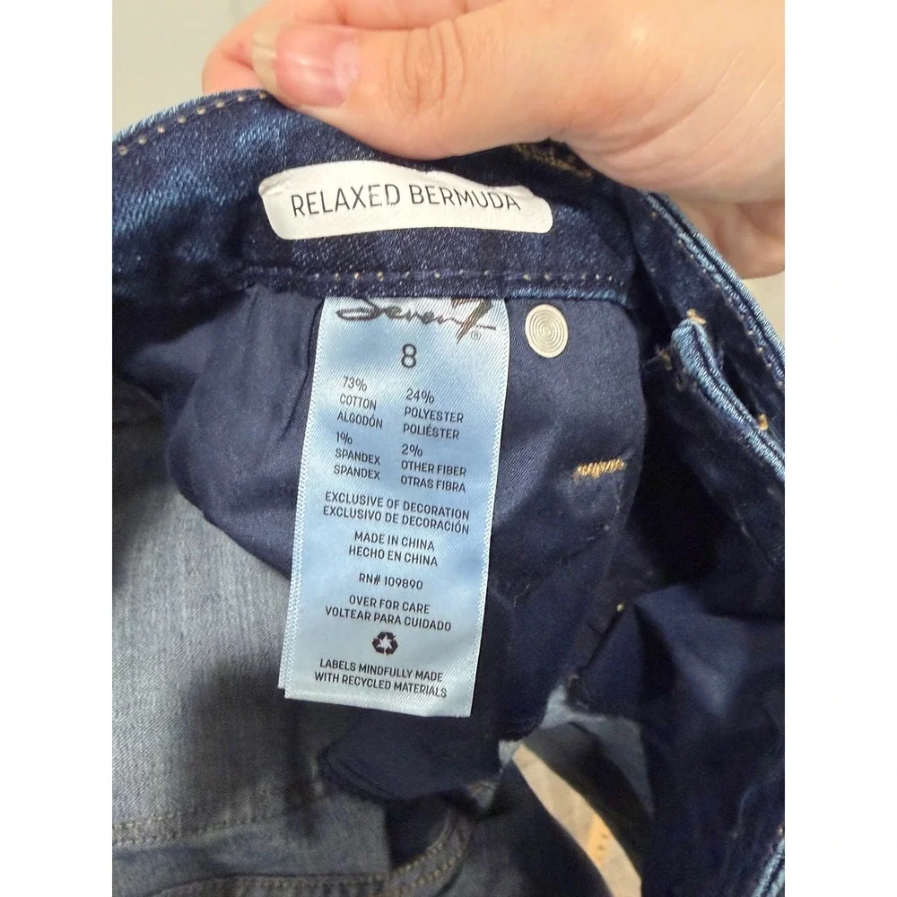 Seven7 Women Relaxed Bermuda Denim Shorts‎ Scottsdale Dark Wash Size 8 NWT